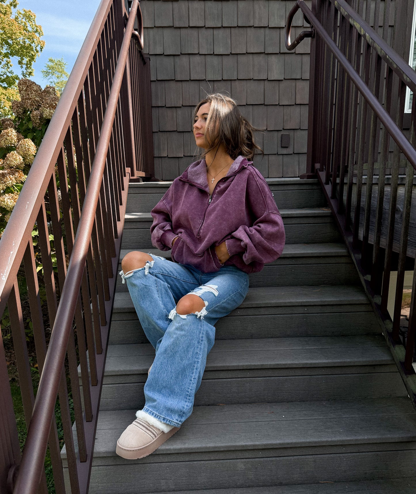 Lenze half zip hoodie - Dark Cherry