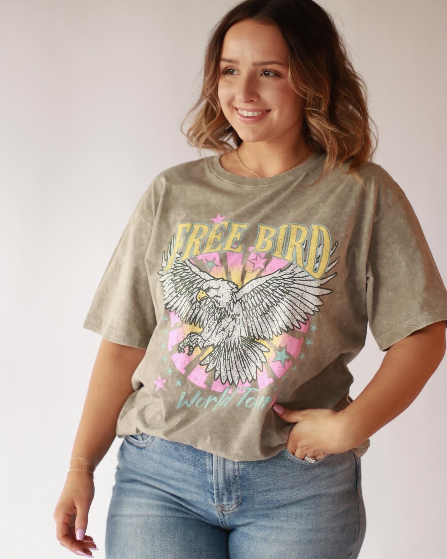 Restock! Washed Mocha Free Bird Tee