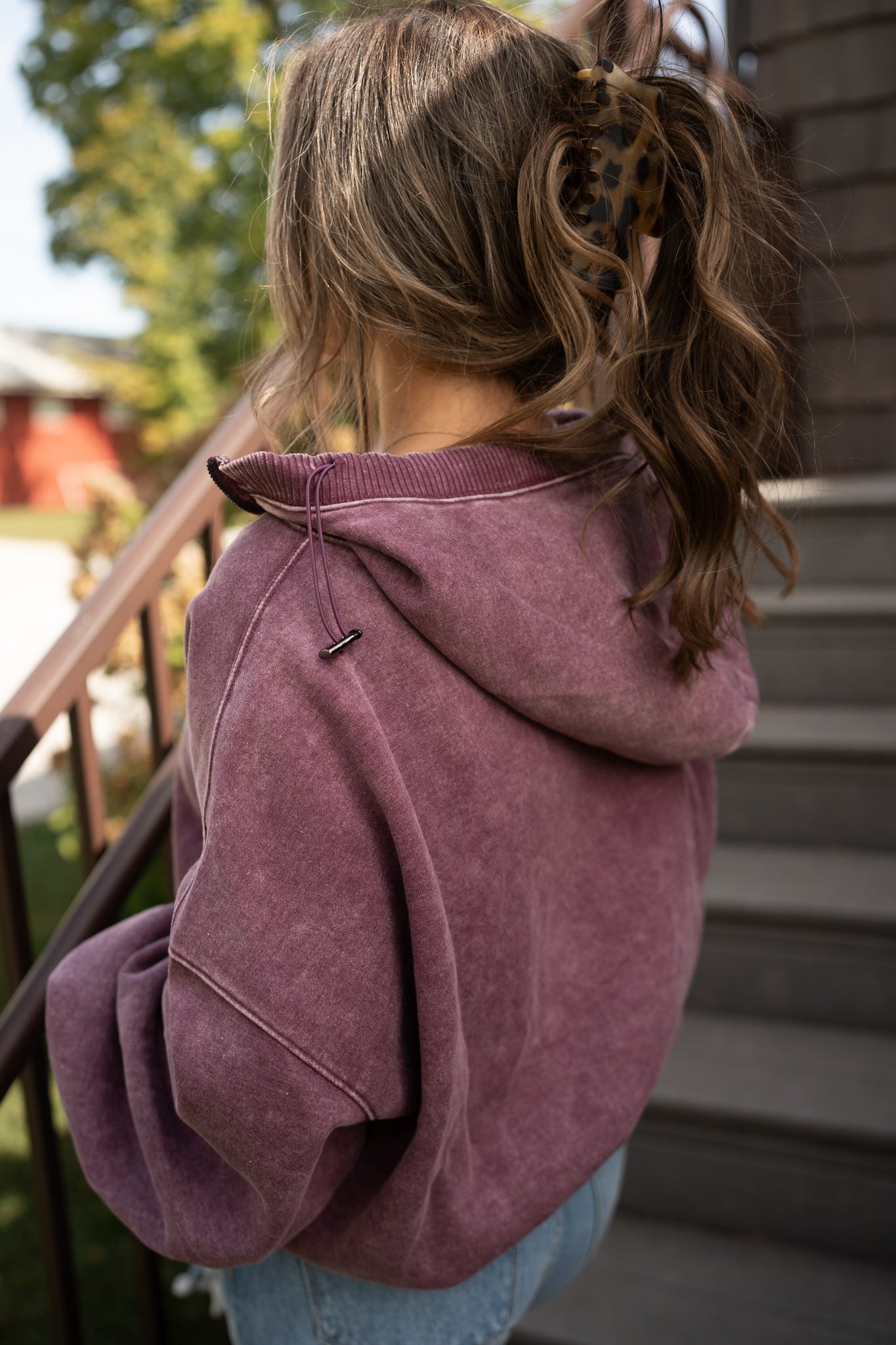 Lenze half zip hoodie - Dark Cherry