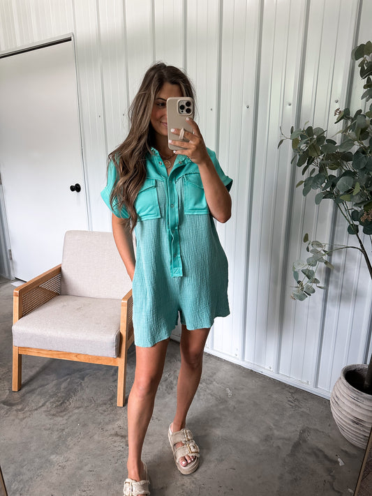 Giana Gauze Jumpsuit- Jade Combo