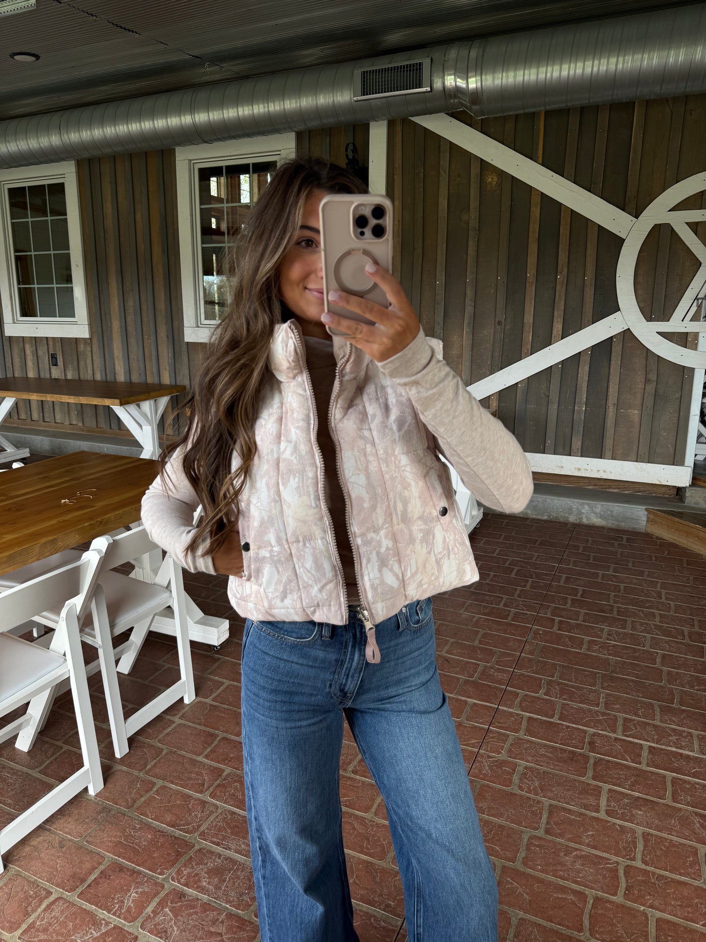 Reversible Cropped Camo Puffer Vest