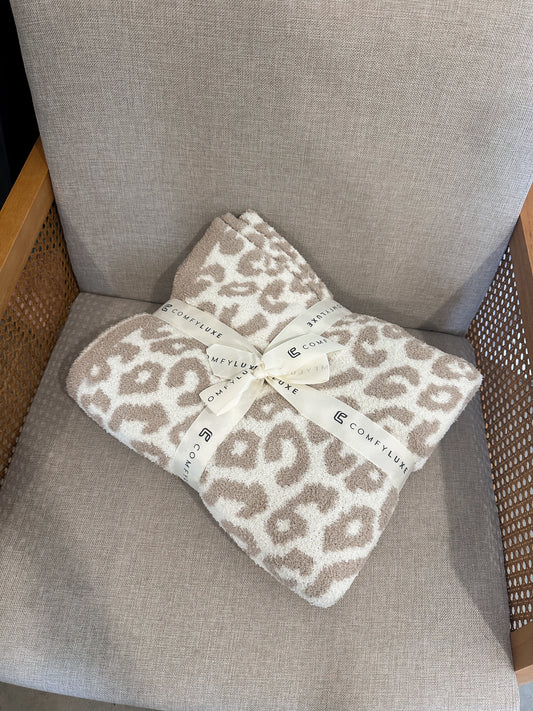 Cozy luxe blanket - Beige Leopard