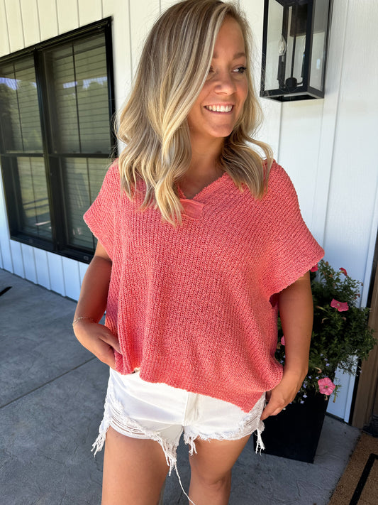 Nia knit Top - Coral