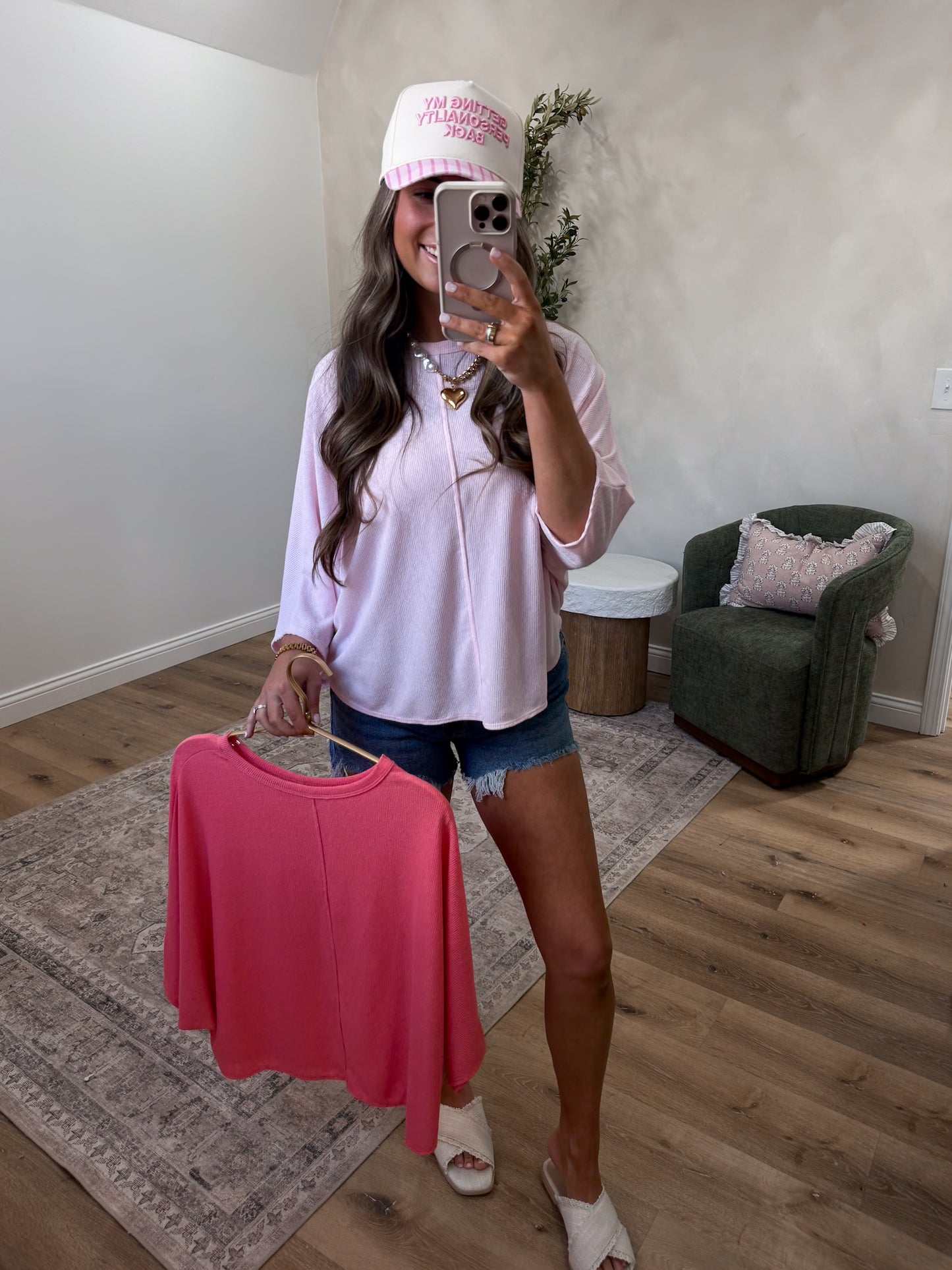 Allison Ribbed Top - coral