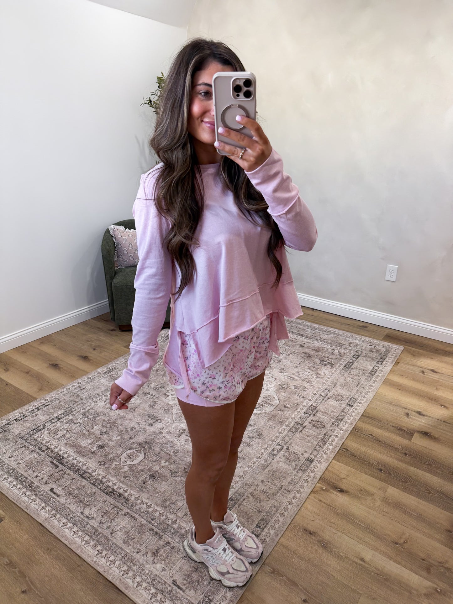 Cotton Slub Long Sleeve  - pink