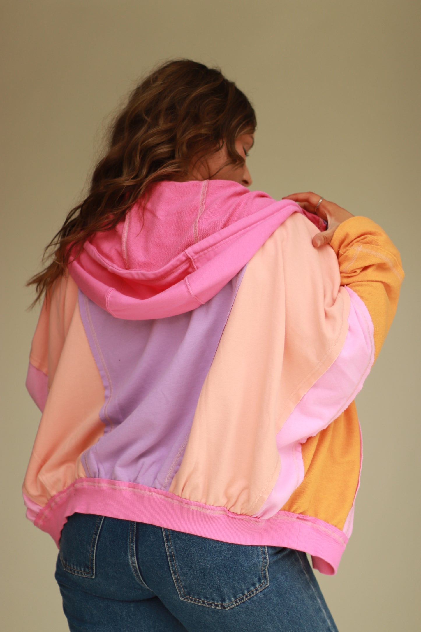 Sherbet Color block Hoodie