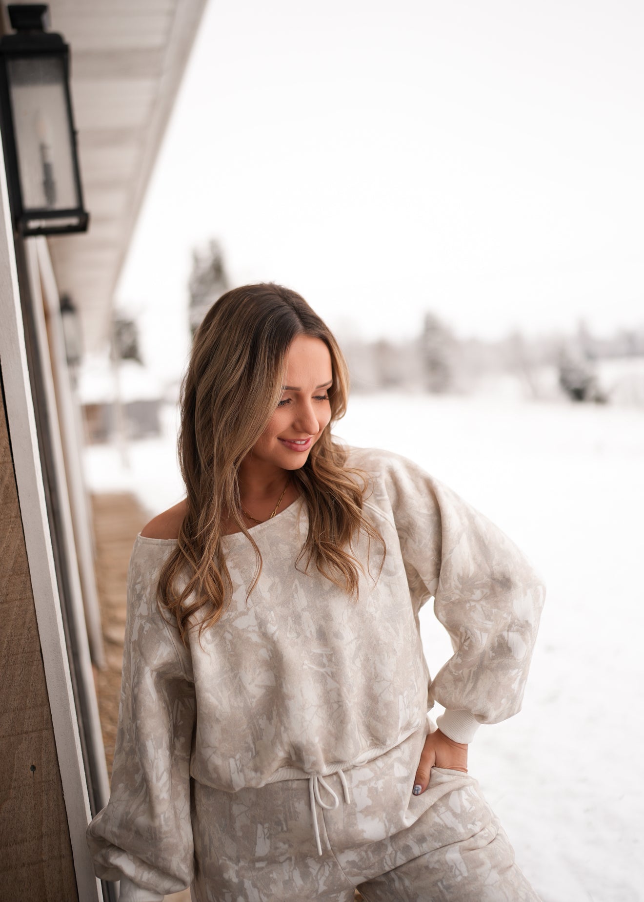 Off the Shoulder Cozy Crew - White
