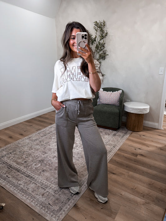 The Weekened Burnout French Terry Pants - mocha