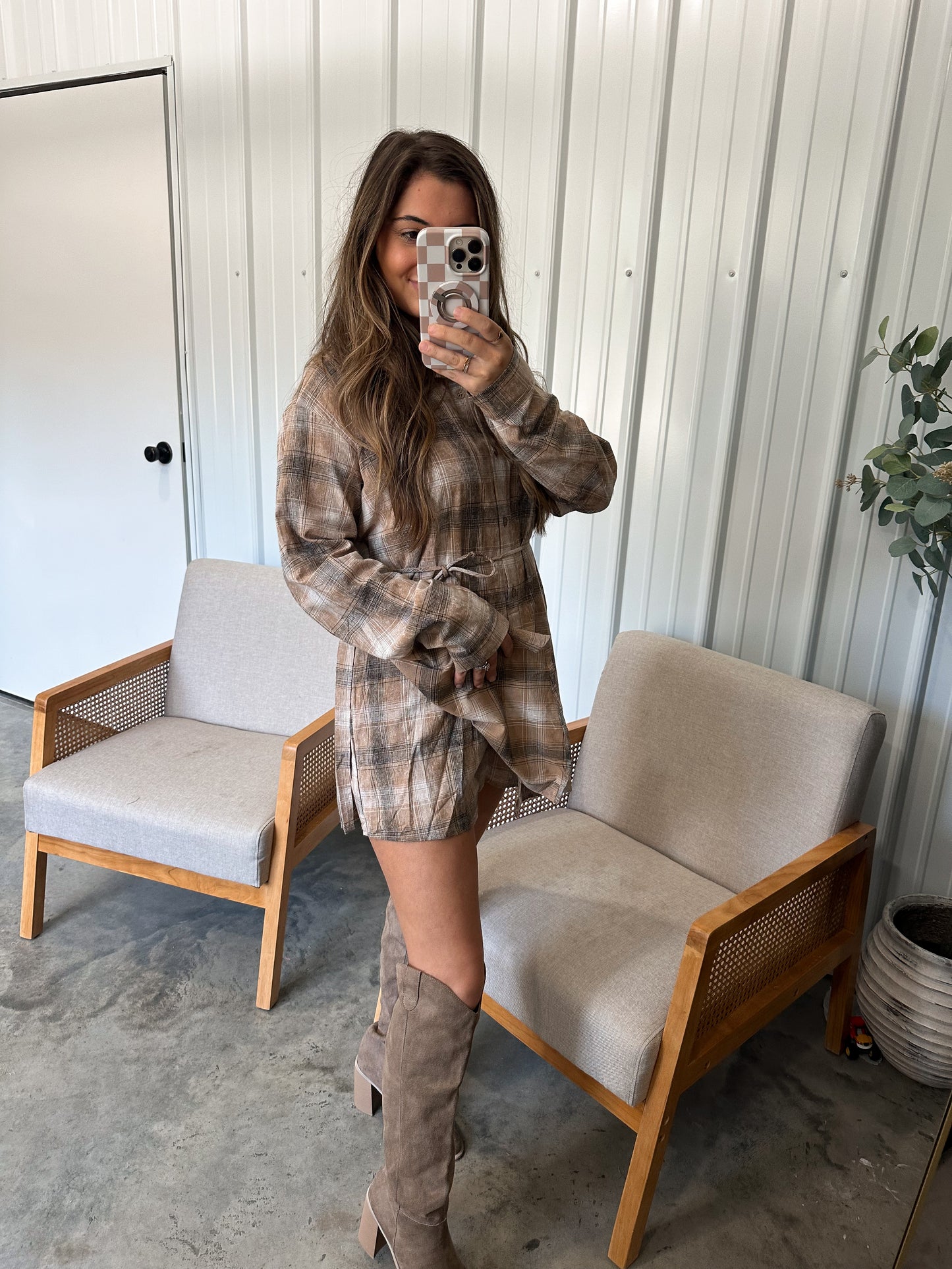 Harvest plaid romper dress