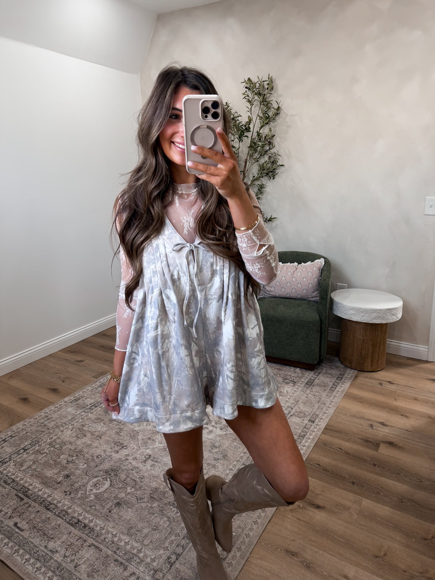 Adaline Mesh Lace Layering Top - cream