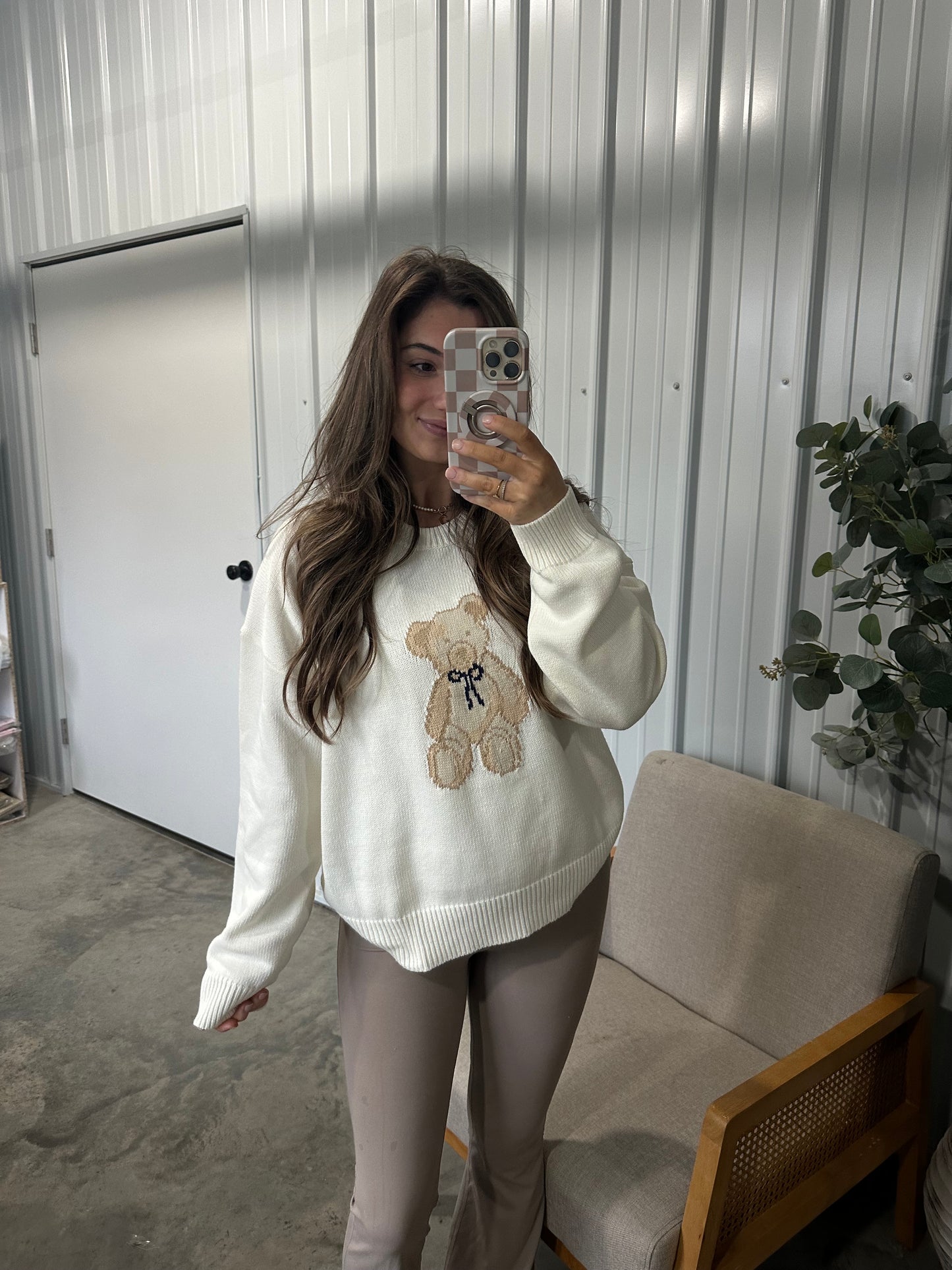 Teddy Bear Graphic Crew Neck