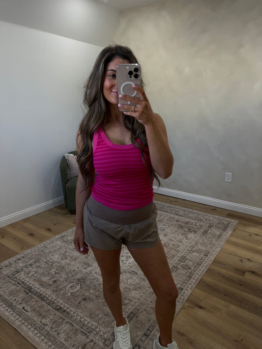 Retro Reversible Stripe Tank Top - Fuchsia