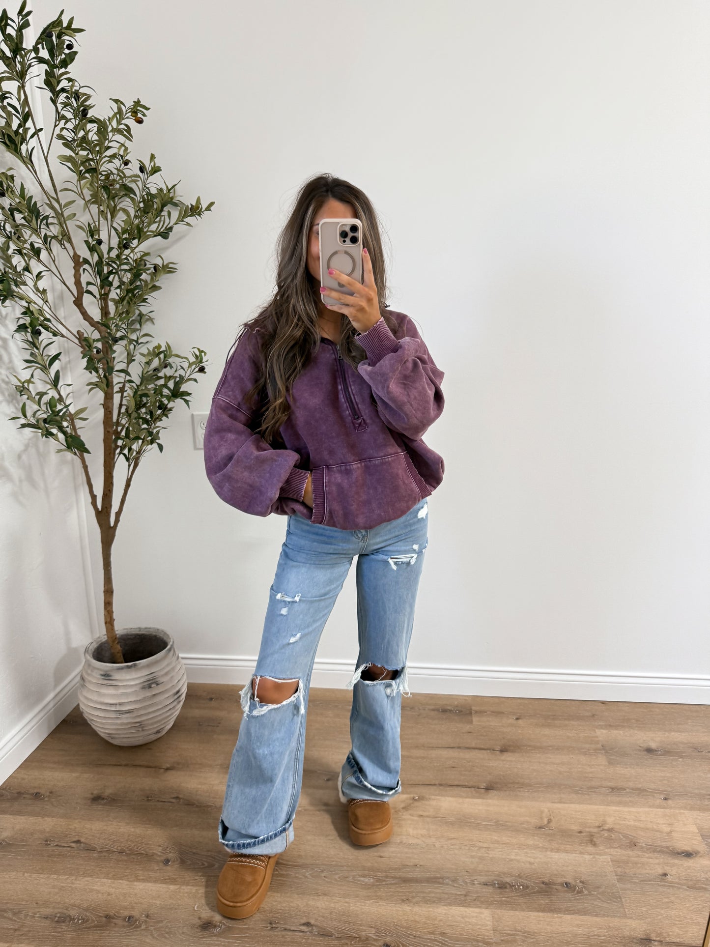 Lenze half zip hoodie - Dark Cherry