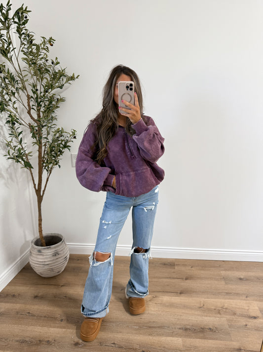 Lenze half zip hoodie - Dark Cherry