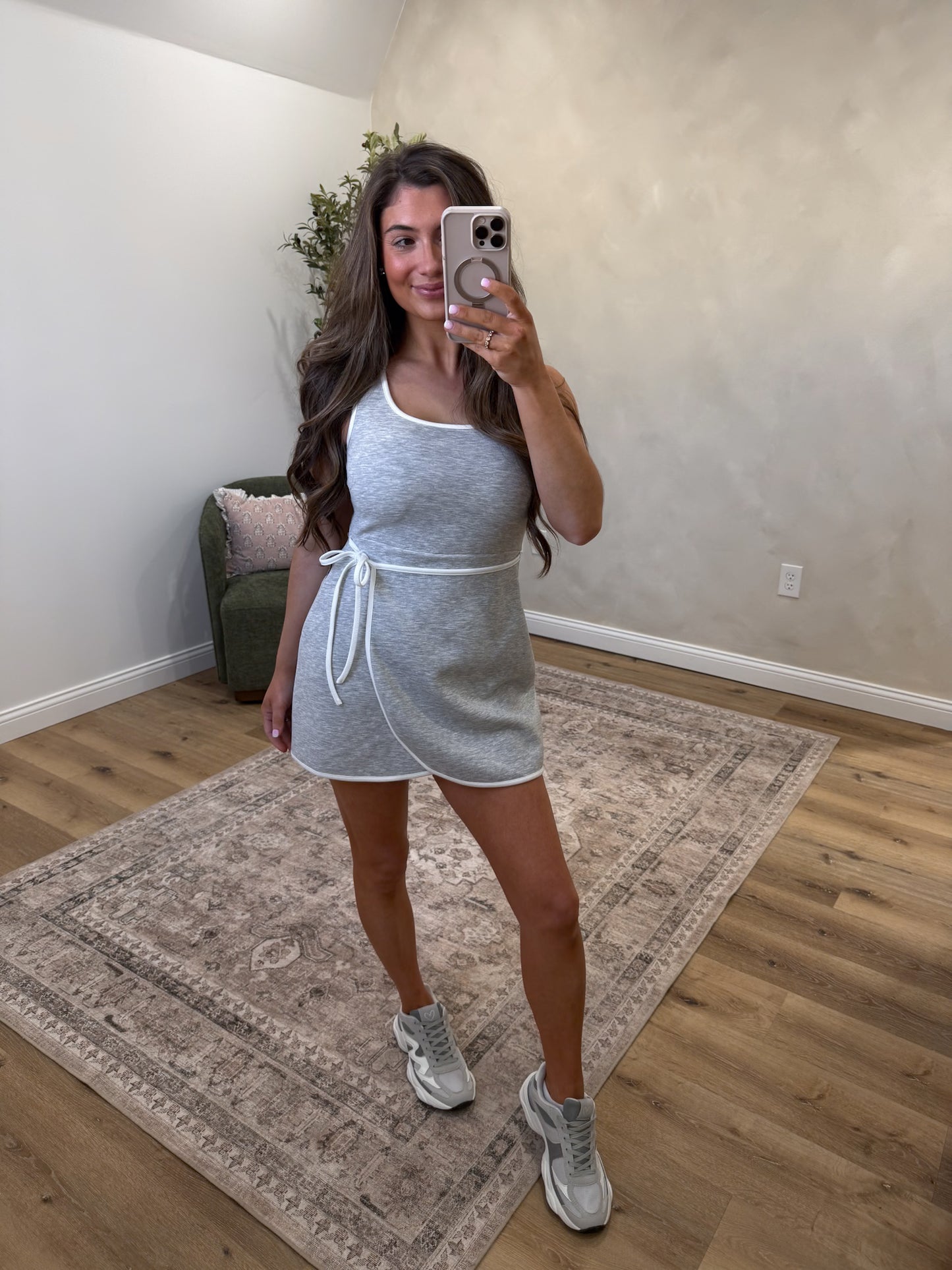 The Ali Luxe Wrap Romper - heather grey