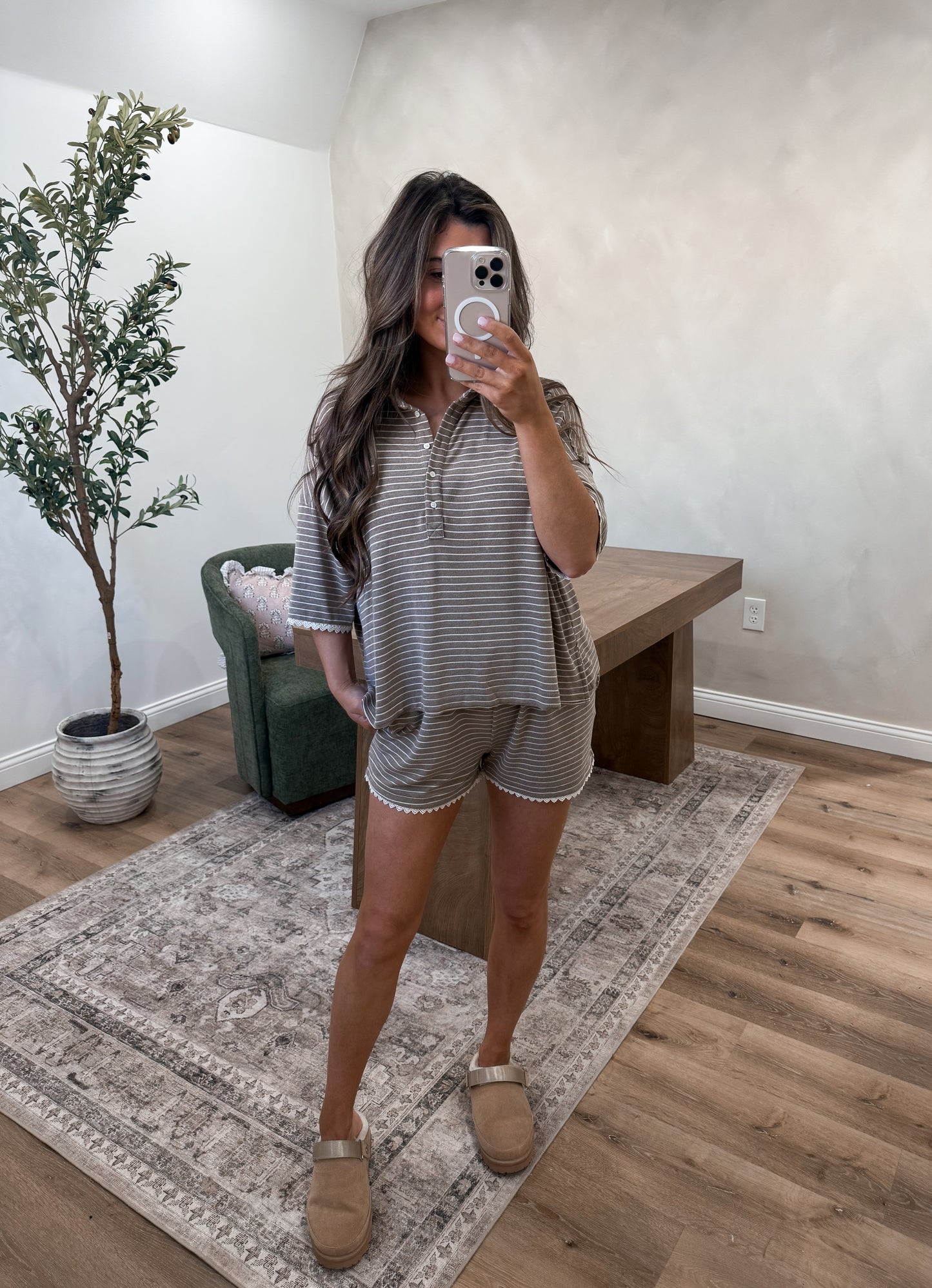 Classic Striped lace Polo Lounge Set