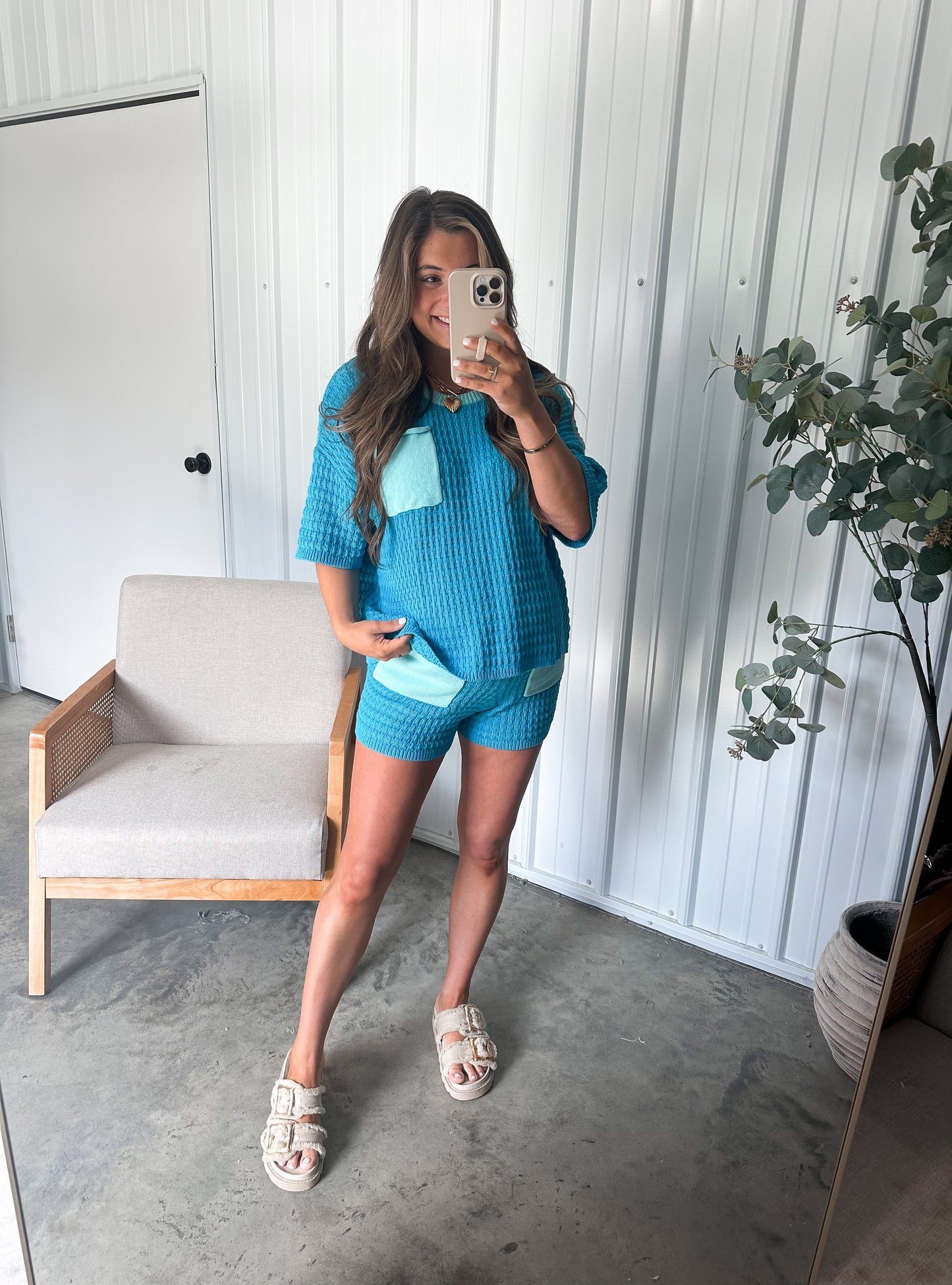 Tayla Knit Set- Aqua Combo