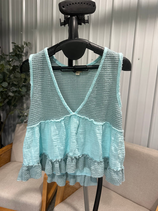Blue Gauze Tank- size small