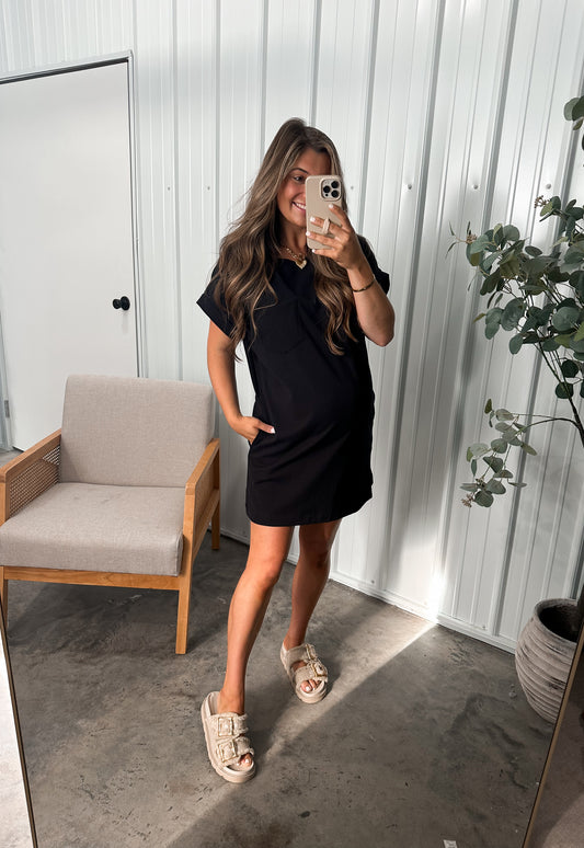 Pria Premium T-Shirt Dress- Black