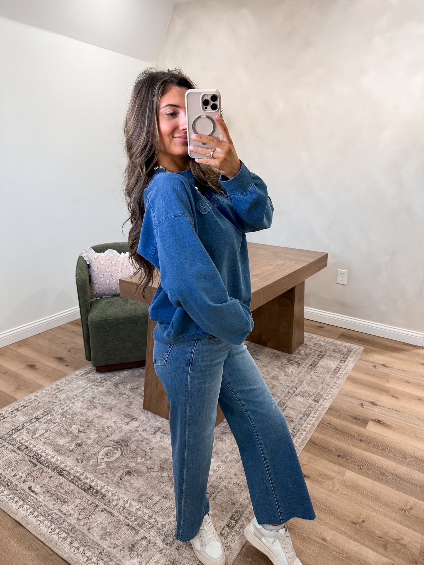 Moms Club Cozy Pullover - indigo blue