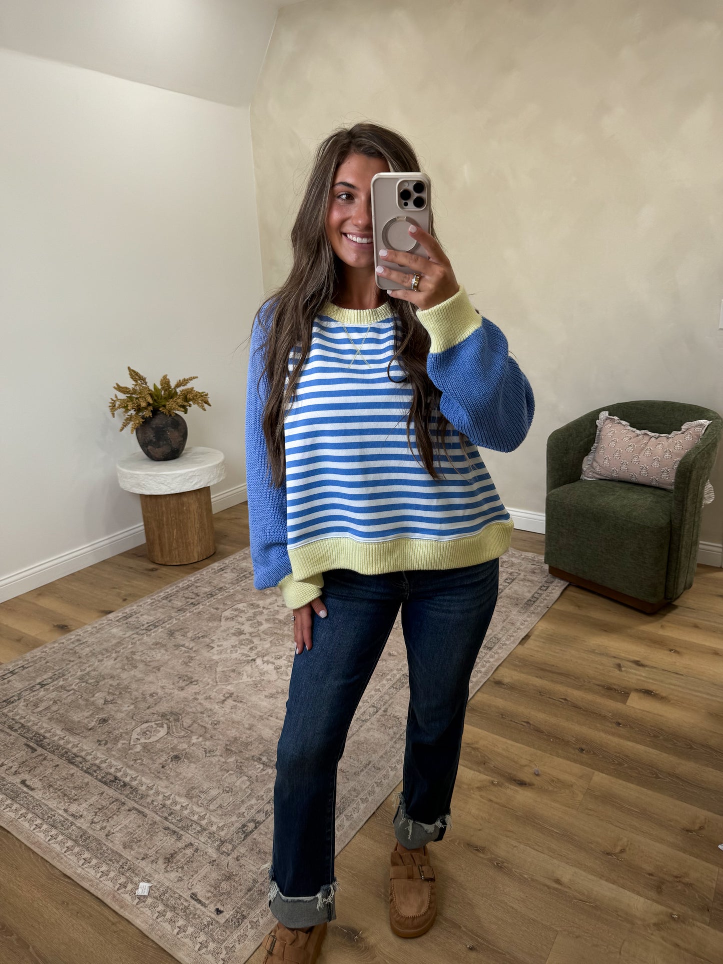 Spencer Striped Pullover - blue/white