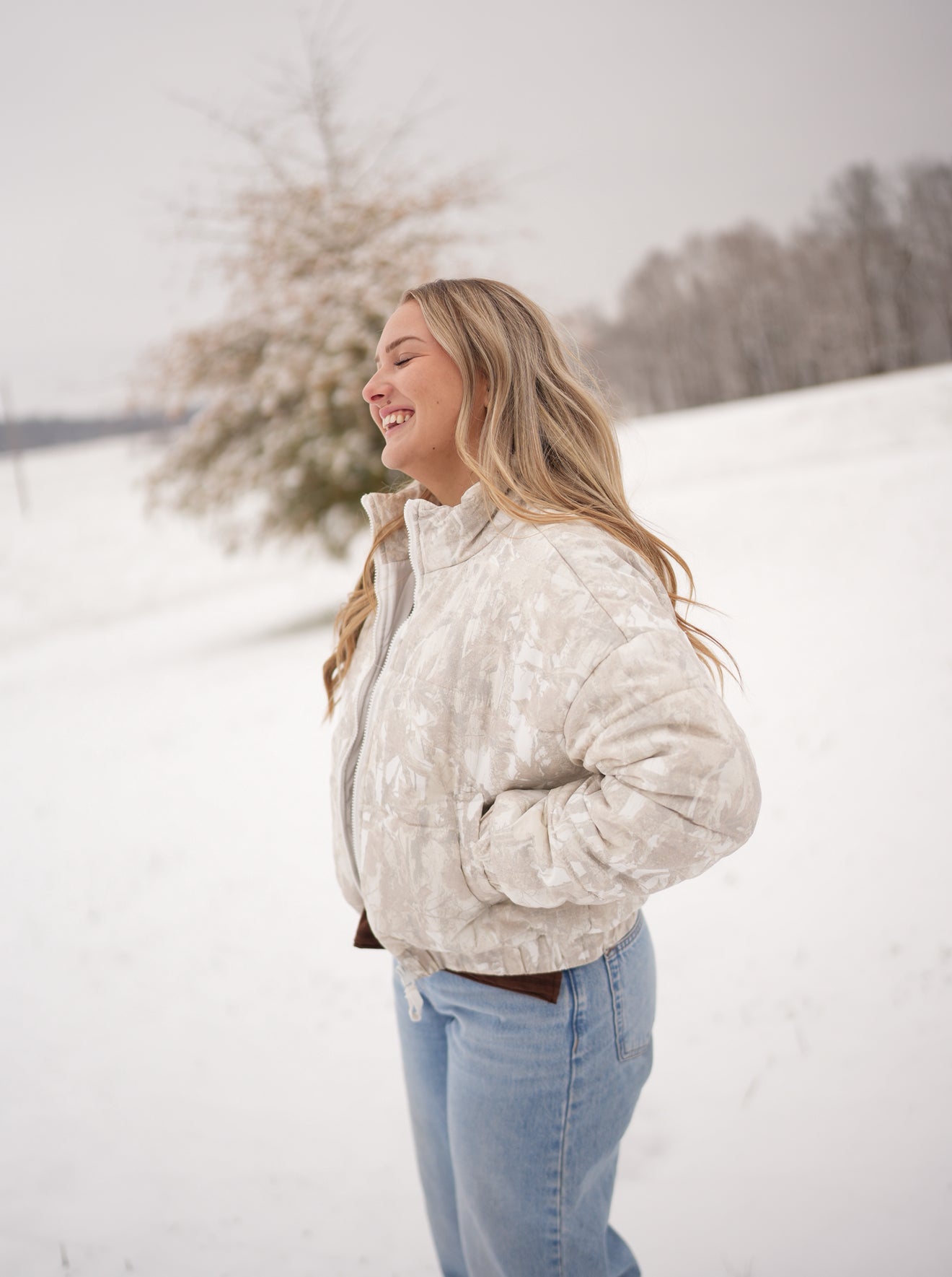 Quilted Puffer Jacket - woodland white camo