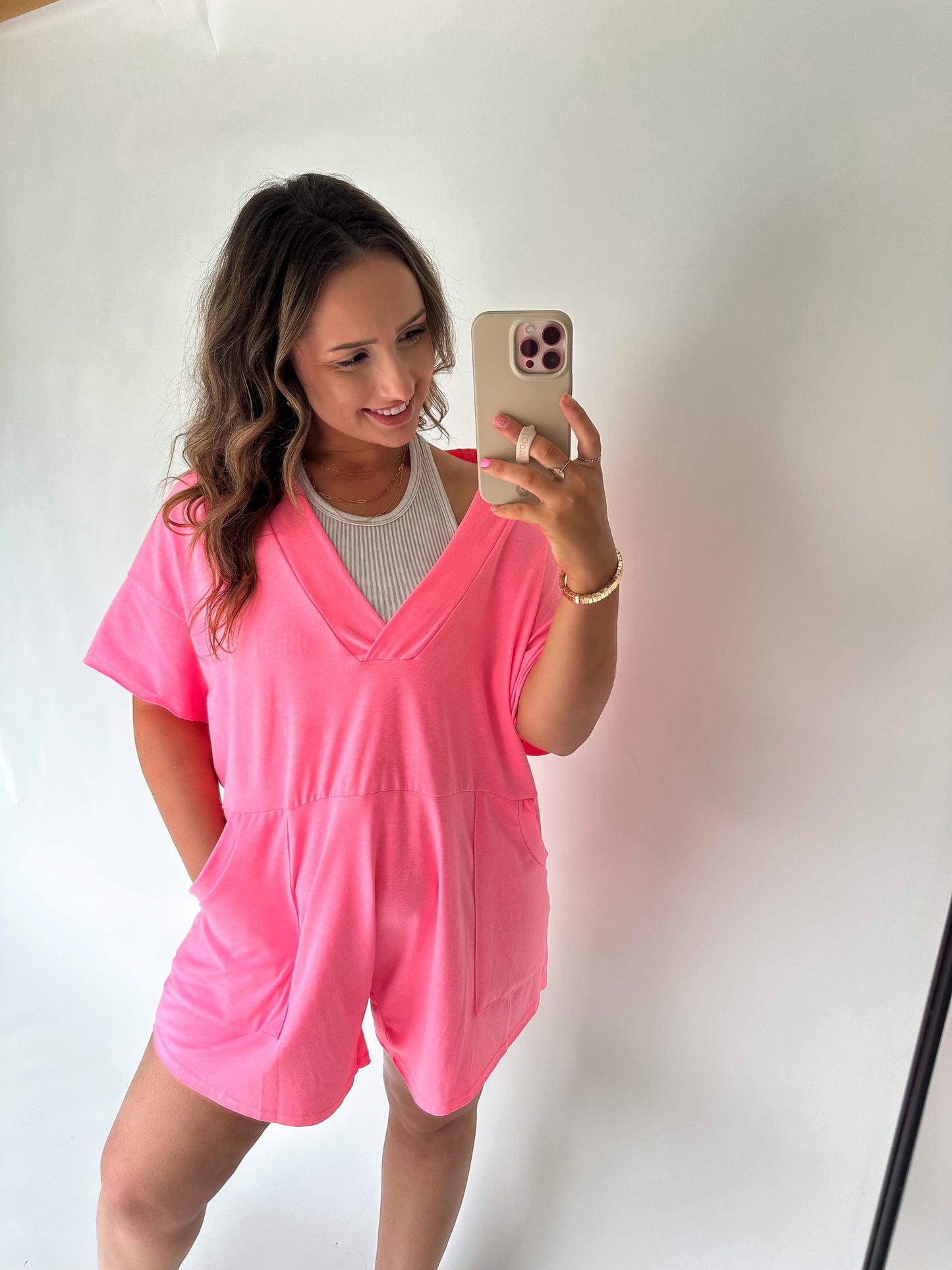 Keepin it Casual Romper - Pink