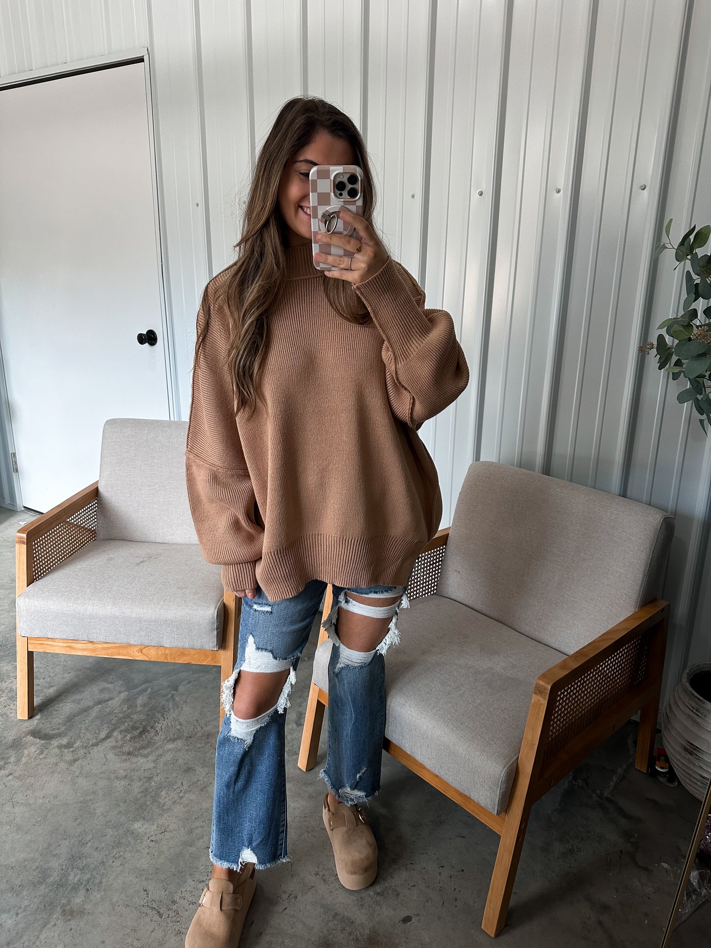 Live Freely Pullover Sweater - tan