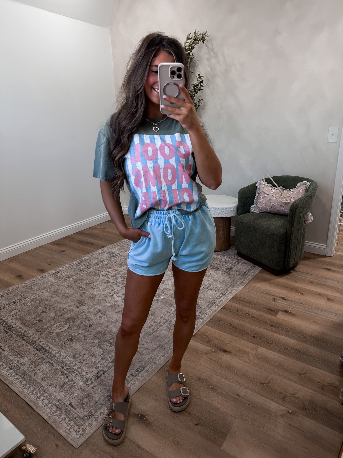Cool Moms Club crop Graphic Tee - sage