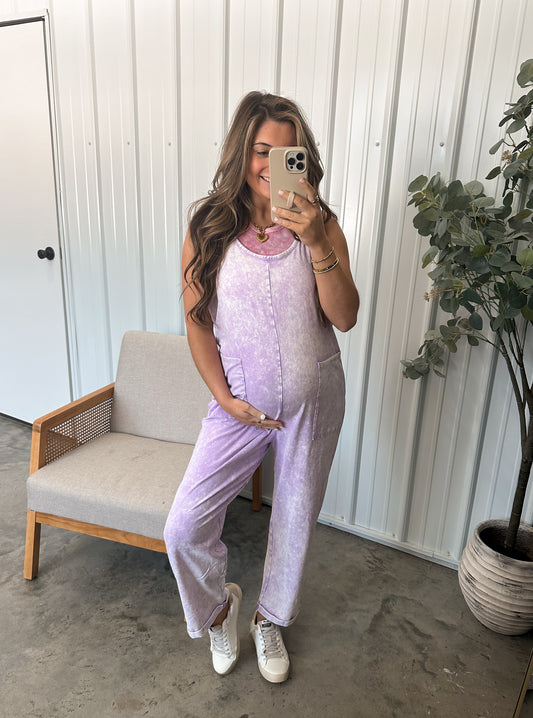 Staple mineral wash jumpsuit - Lavender