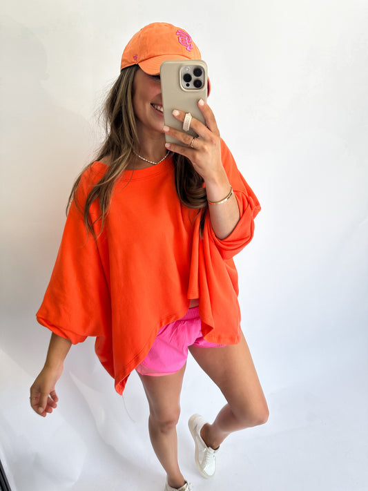 Ainsley French Terry Dolman Top - Orange RESTOCK!