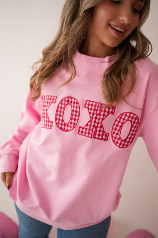 XOXO Gingham Mockneck- Pink