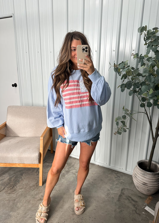 Lace Embroidered Flag Pullover