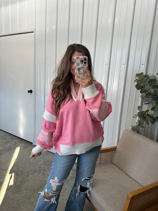 The knit Avery Pullover - bubblegum