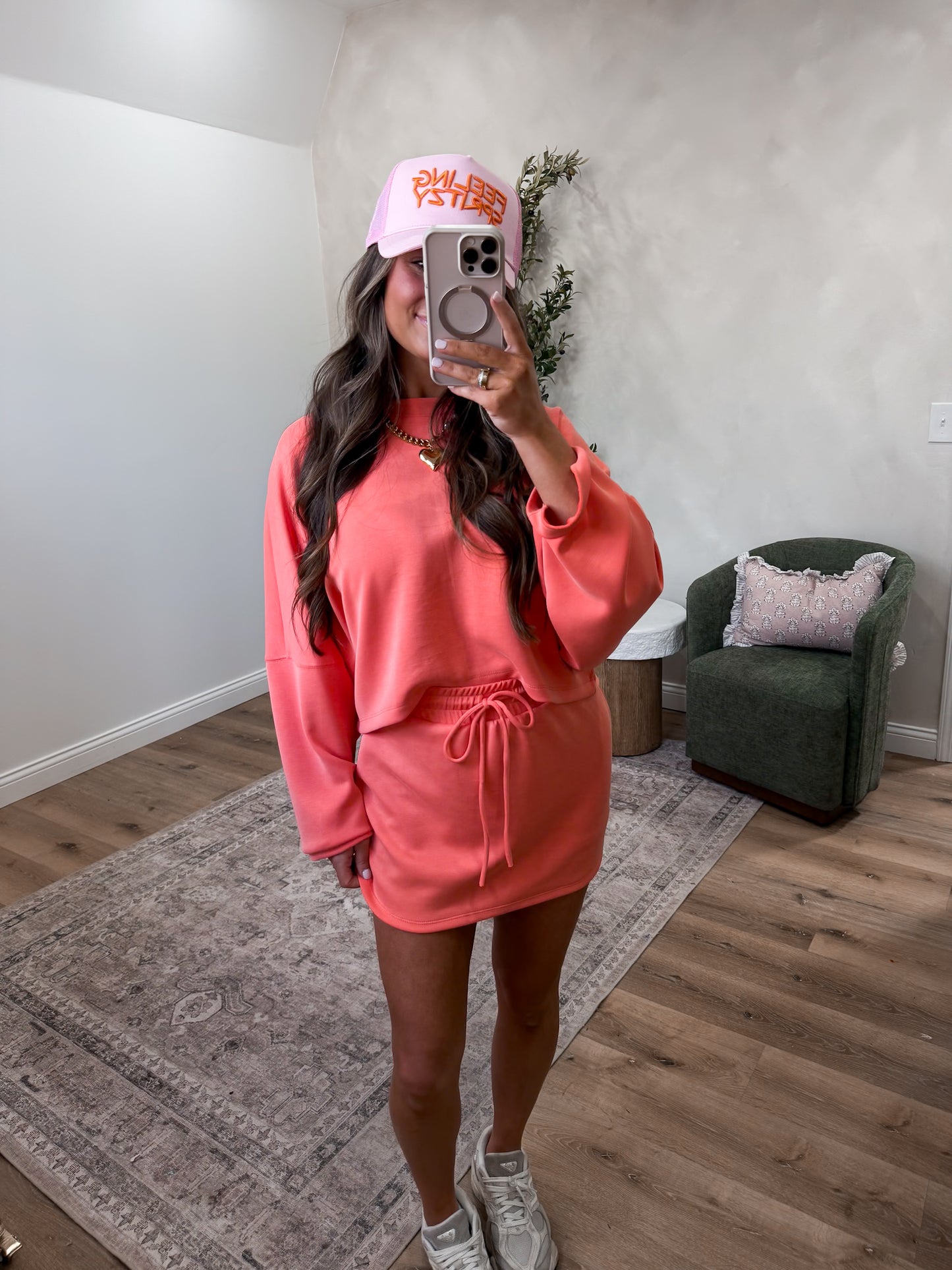 Sunburst Scuba Skort Set - coral