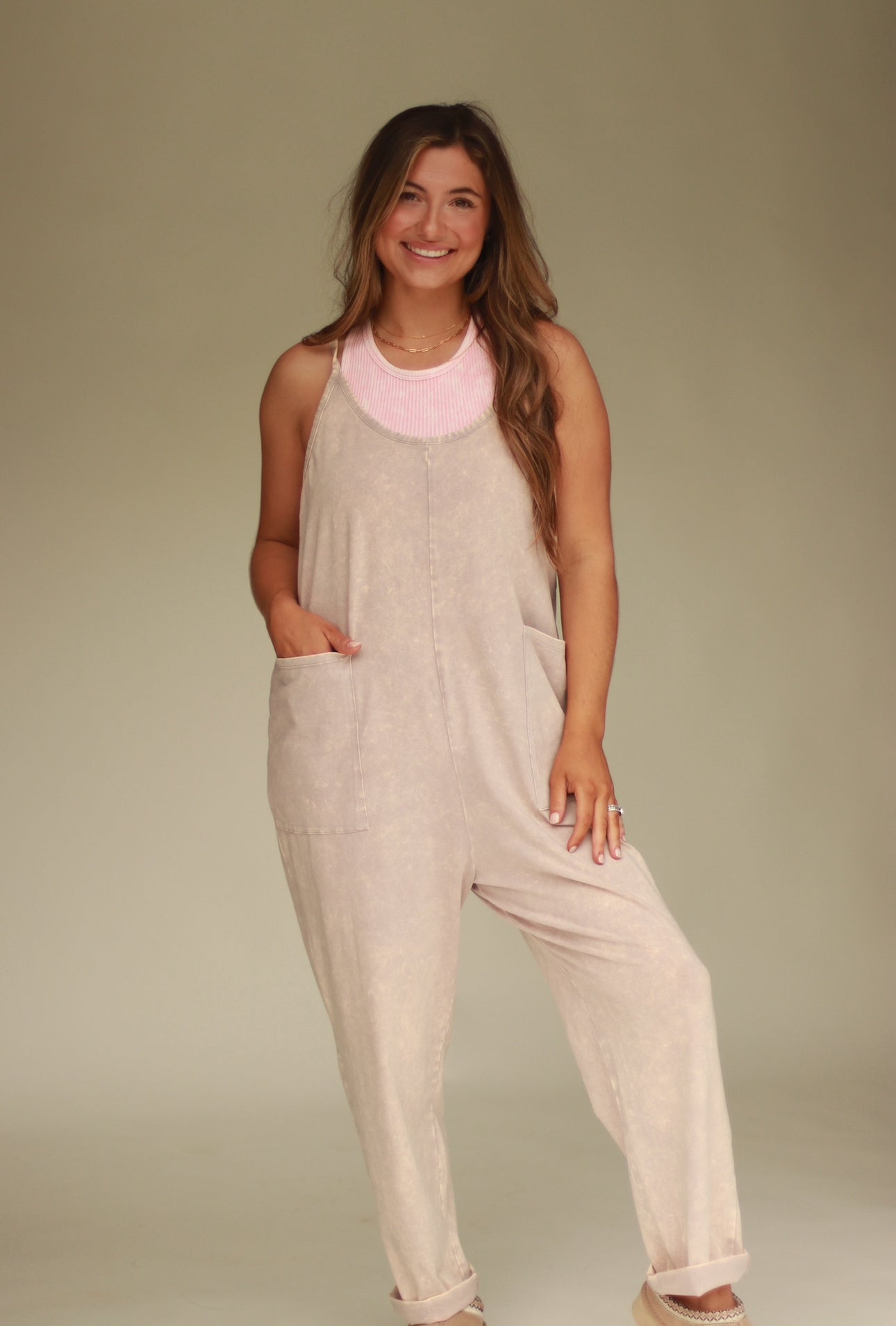 Staple Mineral Wash Jumpsuit - Ash Mocha