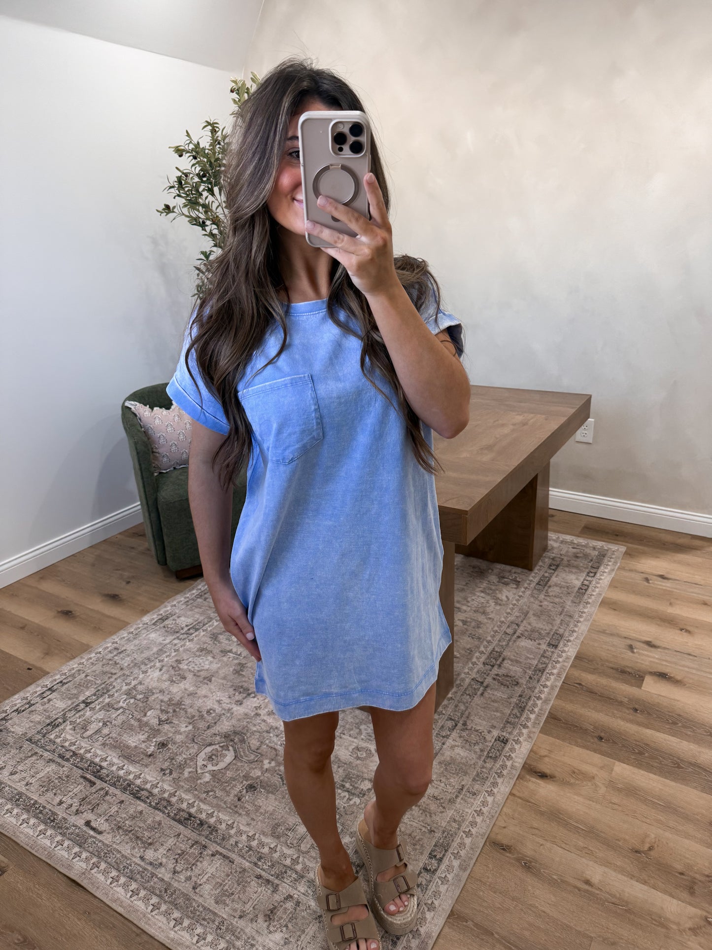 Everyday Tshirt Dress - vintage periwinkle