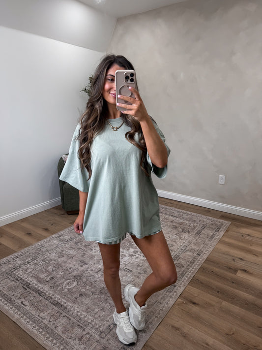 Oversized Mineral Washed Tee - sage green *open for preorder for 3/20 order individually from in stock items*