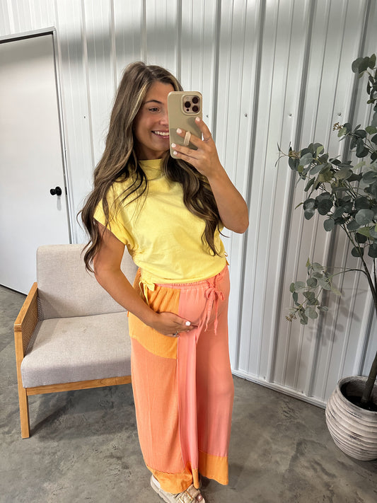 Side Tie Boxy Tee- Creamy Yellow