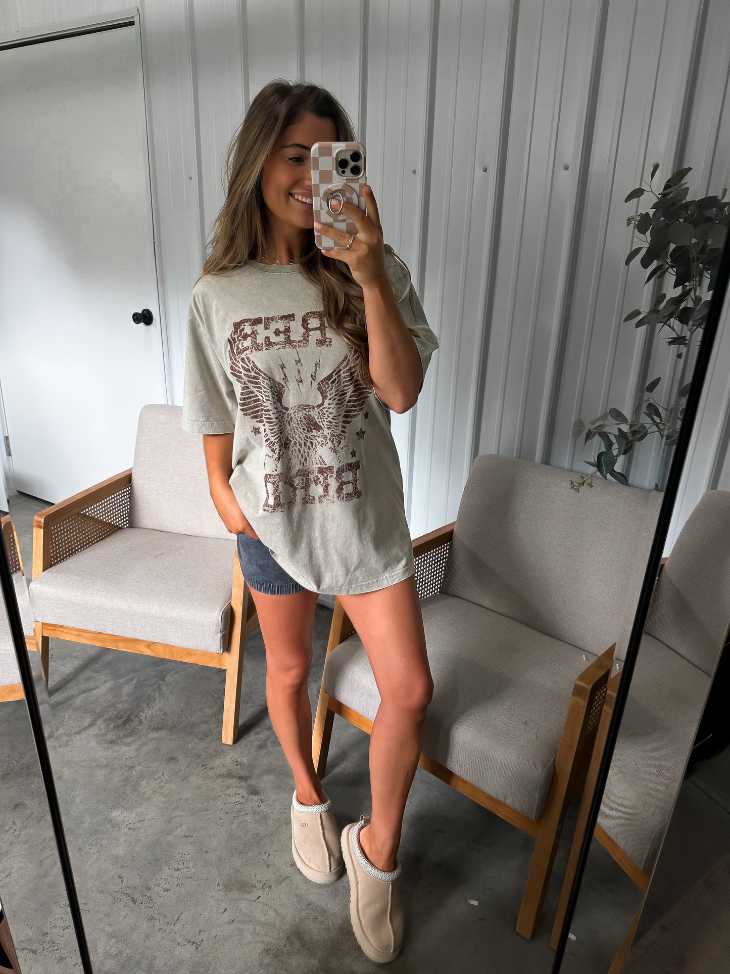 Free Bird Mocha Boyfriend Fit Graphic Tee