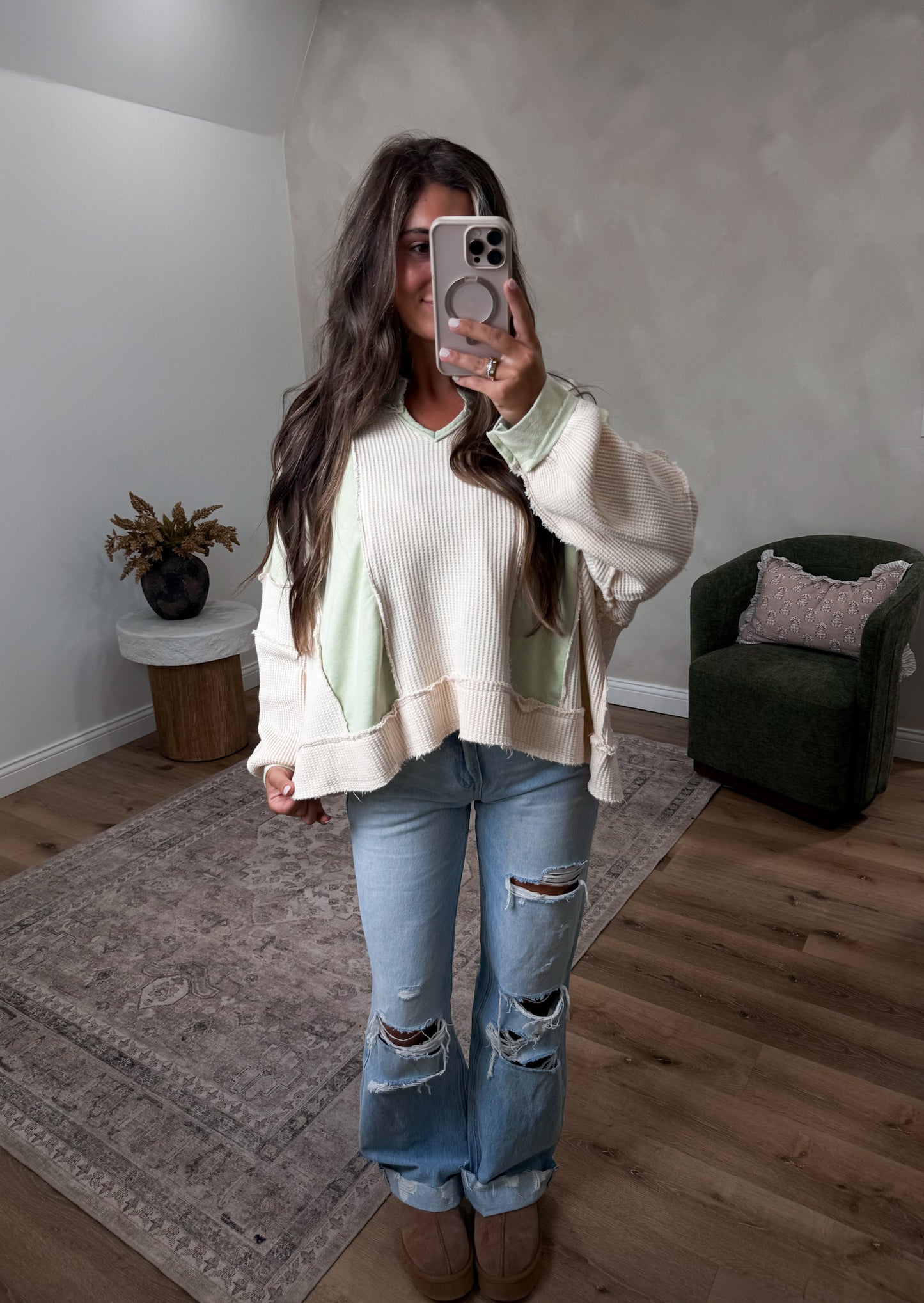 Symphony Contrast Pullover - green multi