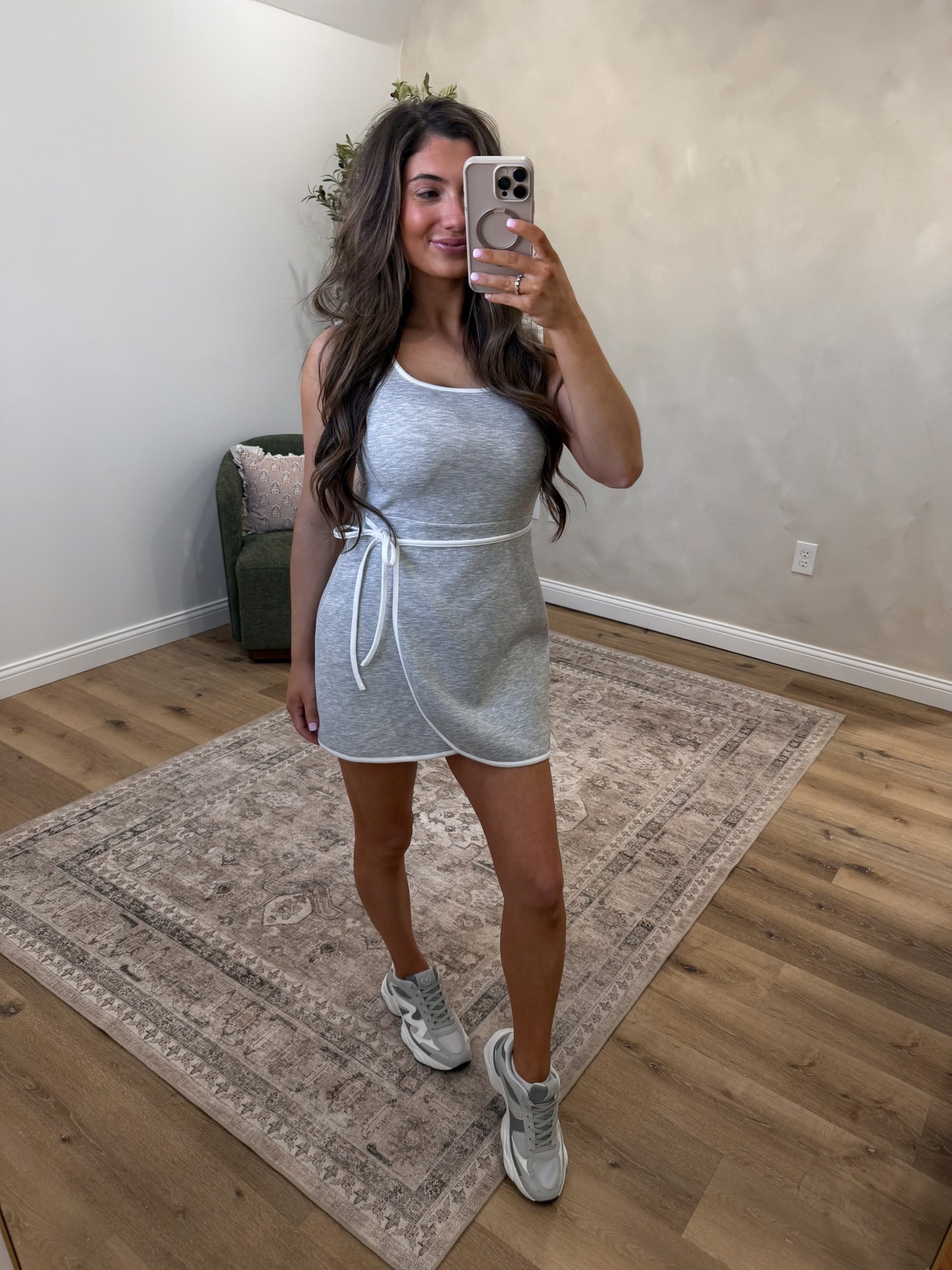 The Ali Luxe Wrap Romper - heather grey