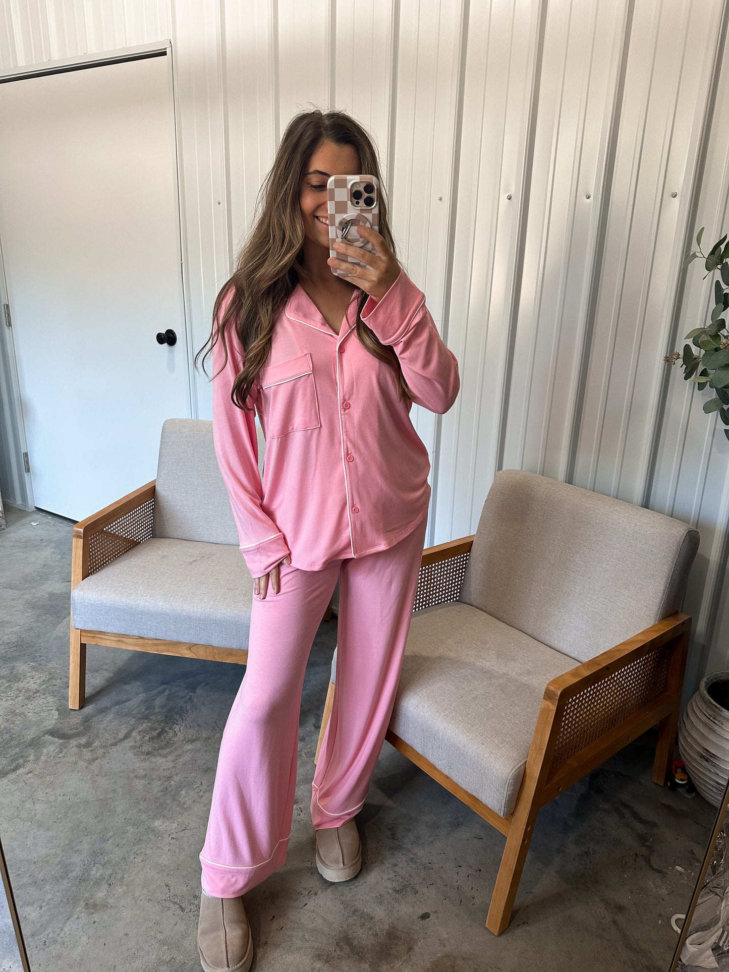 Rayon PJ Set - Pink