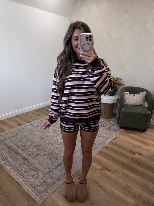 Striped Cozy Set - light pink multi