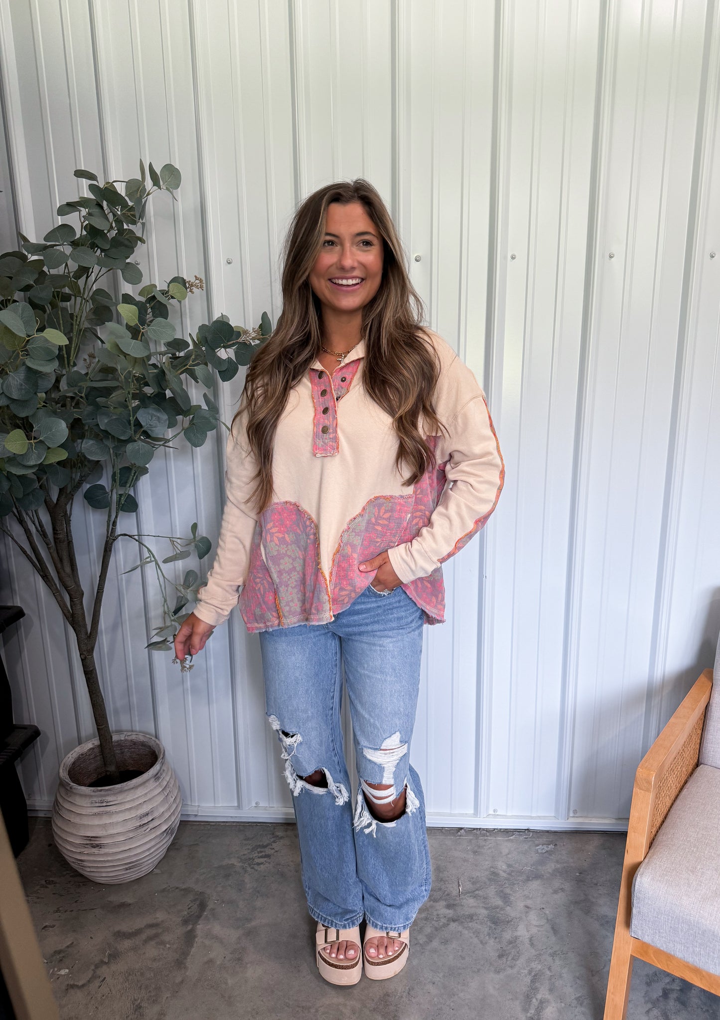 Tayla Contrast Pullover- Oatmeal