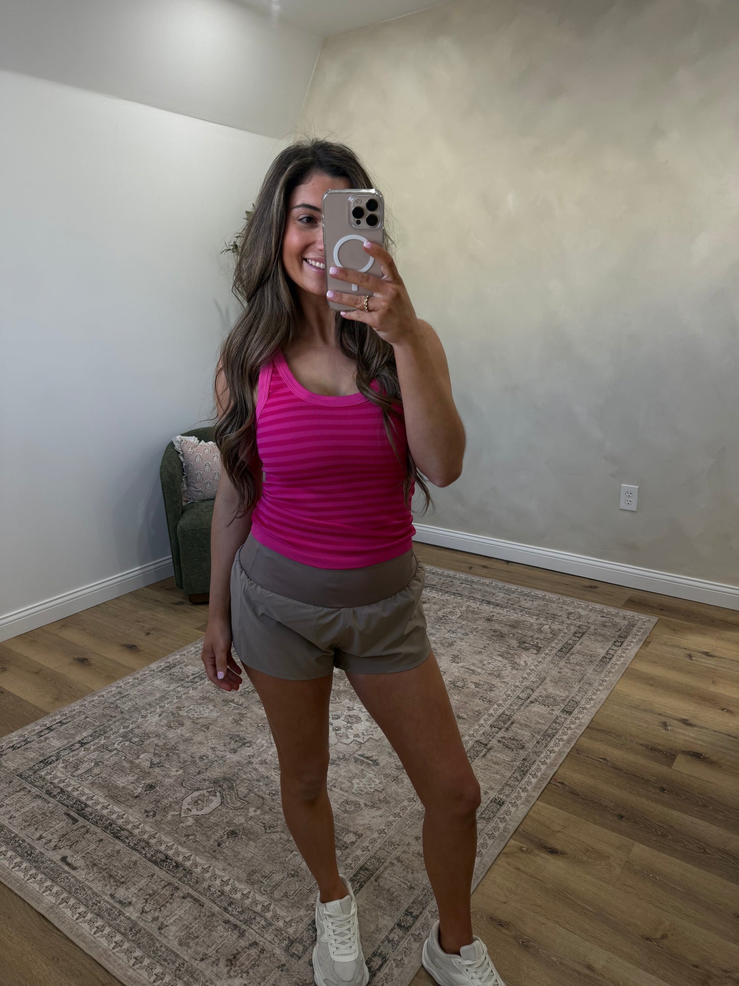 Retro Reversible Stripe Tank Top - Fuchsia