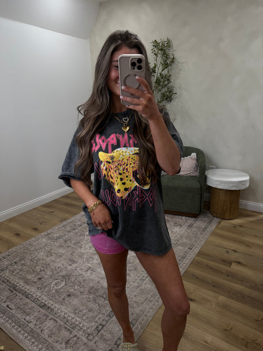 Rock N Roll Leopard Vintage Graphic Tee - black