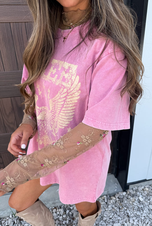 Fall Floral Lace Layering Top- Camel