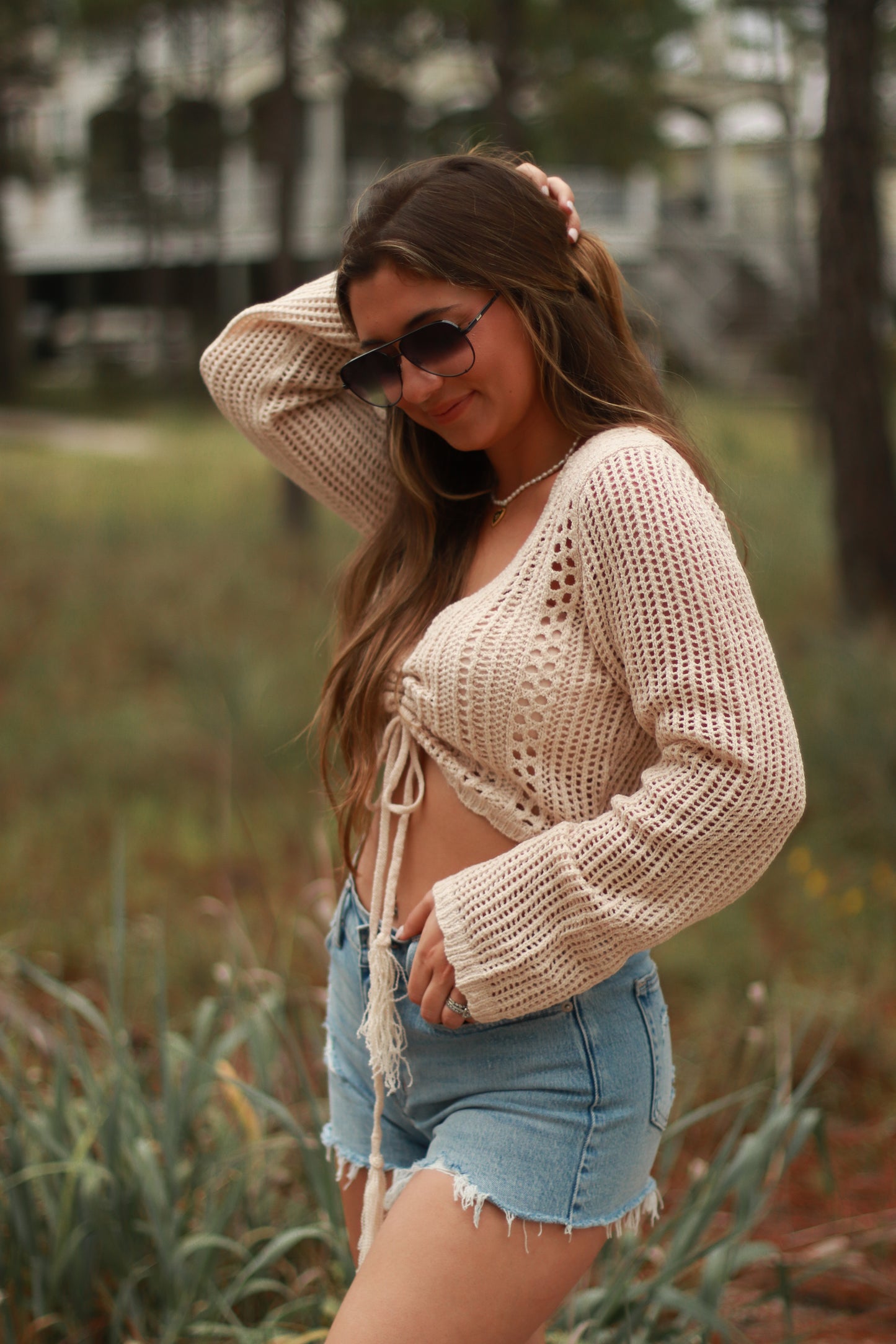 Hallie Crochet Top - natural