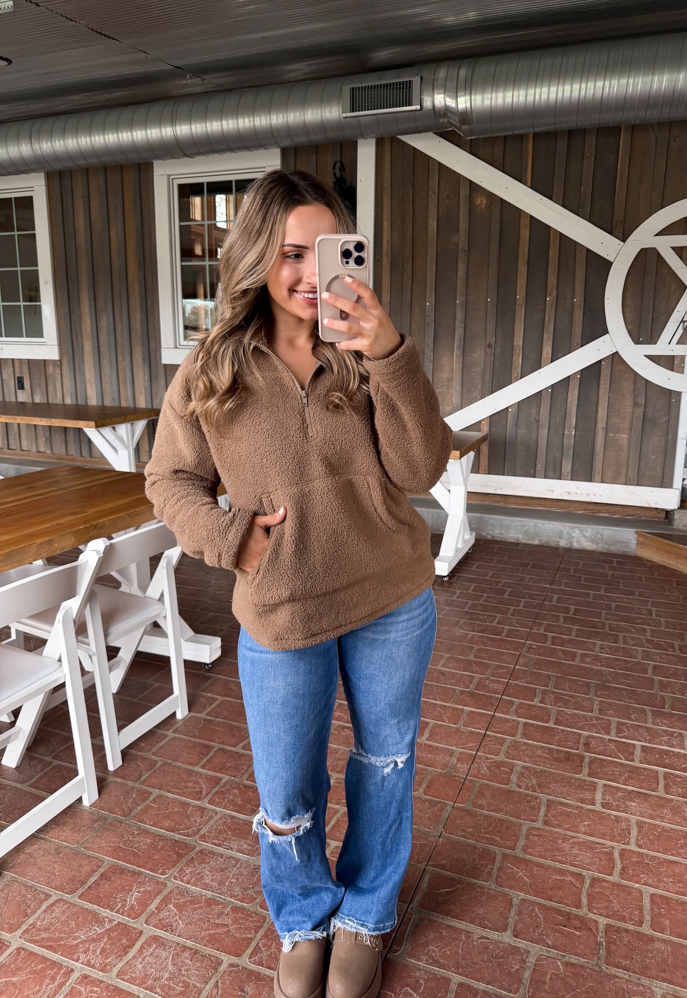 Half Zip Up Sherpa pullover - DOORBUSTER